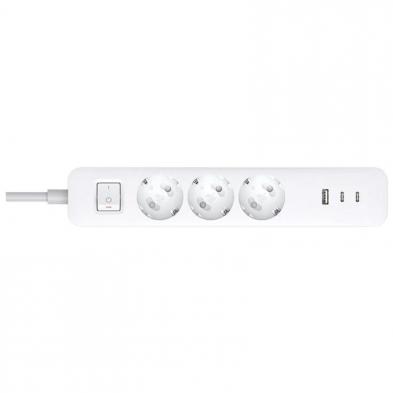 Regleta con Interruptor Xiaomi 20W Power Strip/ 3 Tomas de Corriente/ 1 USB/ 2 USB Tipo-C/ Cable 1.4m/ Blanca
