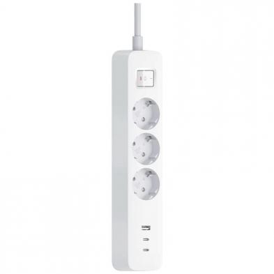 Regleta con Interruptor Xiaomi 20W Power Strip/ 3 Tomas de Corriente/ 1 USB/ 2 USB Tipo-C/ Cable 1.4m/ Blanca