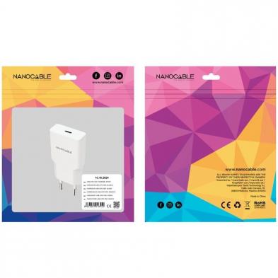 Cargador de Pared Nanocable 10.10.2024/ 1xUSB Tipo-C/ 25W/ Blanco