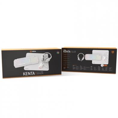 Pack Gaming Krom Kenta/ Teclado RGB + Ratón + Alfombrilla + Auriculares/ Blanco