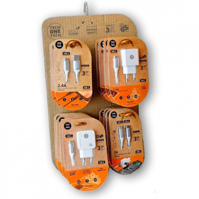 Expositor de Cargadores GaN y Cables Tech One Tech EKO 400801/ 4 ganchos/ Incluye 16 Productos