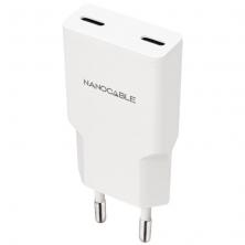 Cargador de Pared Nanocable 10.10.2029/ 2xUSB Tipo-C/ 30W/ Blanco