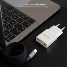 Cargador de Pared Nanocable 10.10.2029/ 2xUSB Tipo-C/ 30W/ Blanco