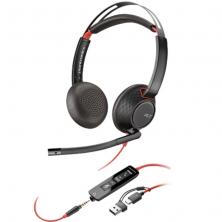 Auriculares Poly Blackwire 5220 + Adaptador USB-C/A/ con Micrófono/ Jack 3.5mm/ Negro