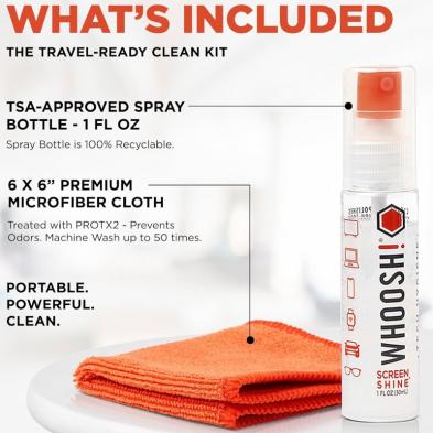 Kit Limpiador de Pantallas Whoosh Kit Go WSH002/ Spray 30ml + Paño Microfibra