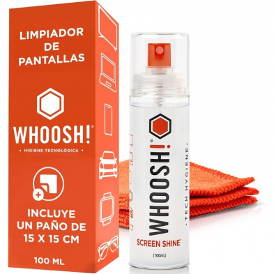 Kit Limpiador de Pantallas Whoosh Kit GO XL WSH003/ Spray 100ml + Paño Microfibra