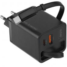 Cargador de Pared GaN Mars Gaming MD-GAN65R/ 1xUSB Tipo-C/ 1xUSB/ 65W/ Negro