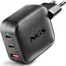 Cargador de Pared GaN NGS BUD100WTINY 100W/ 2xUSB Tipo-C/ 1xUSB/ 100W