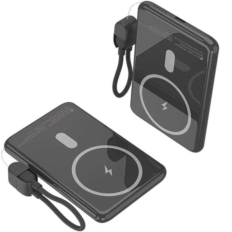 Powerbank 5000mAh Leotec LEPOWW20W5K/ 20W/ Wireless/ Negra/ Incluye Cable USB Tipo-C