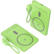 Powerbank 5000mAh Leotec LEPOWW20W5G/ 20W/ Wireless/ Verde/ Incluye Cable USB Tipo-C