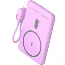 Powerbank 5000mAh Leotec LEPOWW20W5P/ 20W/ Wireless/ Púrpura/ Incluye Cable USB Tipo-C