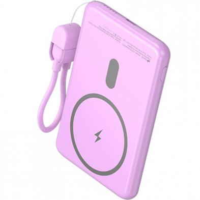 Powerbank 5000mAh Leotec LEPOWW20W5P/ 20W/ Wireless/ Púrpura/ Incluye Cable USB Tipo-C