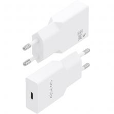 Cargador de Pared GaN Aisens A110-1001/ 1xUSB Tipo-C/ 30W/ Blanco