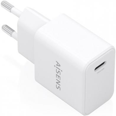 Cargador de Pared GaN Aisens A110-1023/ 1xUSB Tipo-C/ 20W/ Blanco