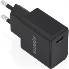 Cargador de Pared GaN Aisens A110-1024/ 1xUSB Tipo-C/ 20W/ Negro