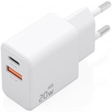 Cargador de Pared GaN Aisens A110-1025/ 1xUSB Tipo-C/ 1xUSB/ 20W/ Blanco