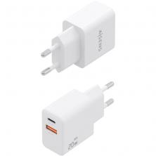 Cargador de Pared GaN Aisens A110-1025/ 1xUSB Tipo-C/ 1xUSB/ 20W/ Blanco