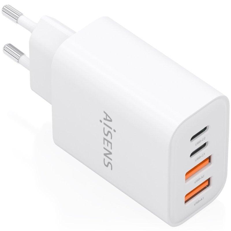 Cargador de Pared GaN Aisens A110-1027/ 2xUSB Tipo-C/ 2xUSB/ 32W/ Blanco