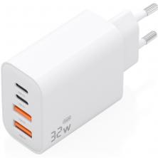 Cargador de Pared GaN Aisens A110-1027/ 2xUSB Tipo-C/ 2xUSB/ 32W/ Blanco