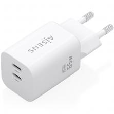 Cargador de Pared GaN Aisens A110-1029/ 2xUSB Tipo-C/ 65W/ Blanco
