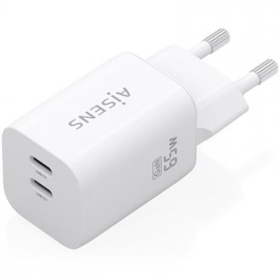 Cargador de Pared GaN Aisens A110-1029/ 2xUSB Tipo-C/ 65W/ Blanco