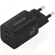 Cargador de Pared GaN Aisens A110-1030/ 2xUSB Tipo-C/ 65W/ Negro