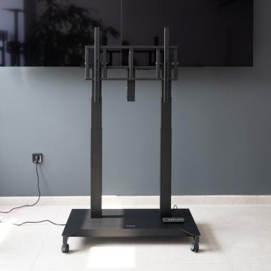 Soporte de Suelo Eléctrico/ Inclinable/ Ajustable con Ruedas TooQ UROS FSM03-B para TV 52-84'/ hasta 100kg