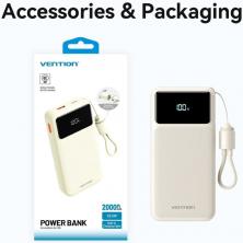 Powerbank 20000mAh Vention XGYB0-40-TY/ 22.5W/ Negra/ Incluye Cable USB Tipo-C