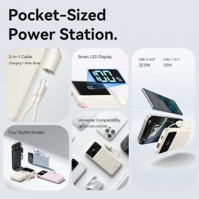 Powerbank 10000mAh Vention XGYP0-39-TY/ 22.5W/ Rosa/ Incluye Cable USB Tipo-C