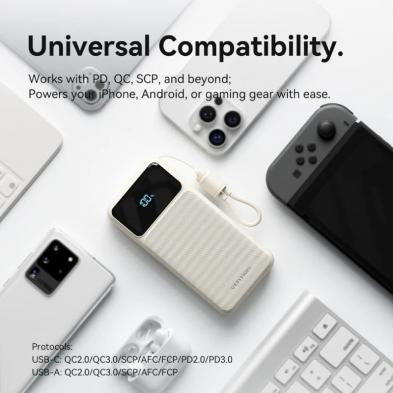 Powerbank 20000mAh Vention XGYP0-40-TY/ 22.5W/ Rosa/ Incluye Cable USB Tipo-C