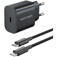 Cargador de Pared Vention G17B0-EU/ 1xUSB Tipo-C + Cable Lightning/ 20W