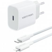 Cargador de Pared Vention G17W0-EU/ 1xUSB Tipo-C + Cable Lightning/ 20W