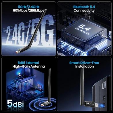 Adaptador USB - WiFi - Bluetooth 5.4 Vention KDXB0/ 900Mbps