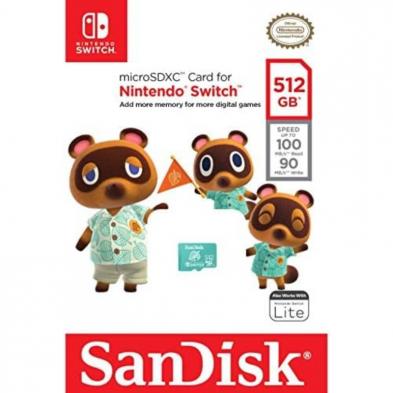 Tarjeta de Memoria SanDisk Nintendo Switch 512GB microSD XC UHS-I/ Clase 10/ 100MBs
