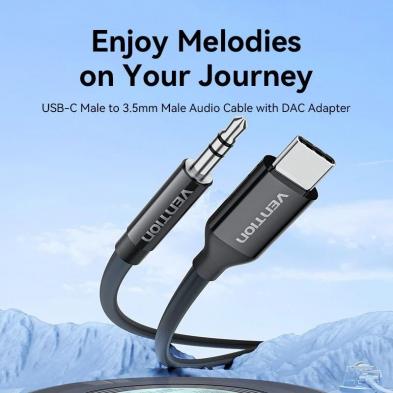 Cable Conversor Audio Vention BIFBG/ USB Tipo-C Macho - Jack 3.5 Macho/ 1.5m/ Gris