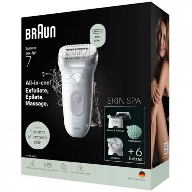 Depiladora Braun Silk Epil SkinSpa7 7-081/ con Batería/ 6 Accesorios