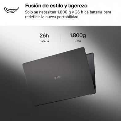 Portátil LG Gram 16UD55U-G.AX55BN Ryzen AI 5 430/ 16GB/ 512GB SSD/ 16'/ Sin Sistema Operativo