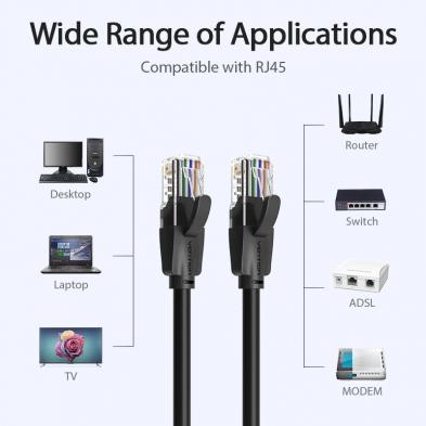 Cable de Red RJ45 UTP Vention IBEBY Cat.6/ 30cm/ Negro
