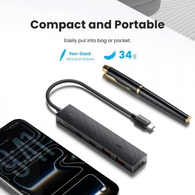 Hub USB Tipo-C 3.2 Vention CKDBB/ 2xUSB/ 2xUSB Tipo-C/ 1xUSB Tipo-C PD