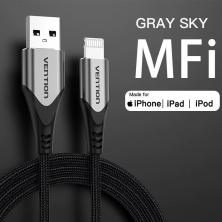 Cable USB 2.0 Lightning Vention LABHD/ USB Macho - Lightning Macho/ 50cm/ Gris