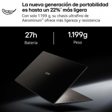 Portátil LG Gram Pro 16ZD90U-G.AX85BN Intel Core Ultra 7-355/ 32GB/ 512GB SSD/ 16'/ Sin Sistema Operativo