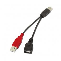 Cable USB 2.0 + Alimentación Aisens A101-0030/ USB Hembra + USB Macho - USB Macho/ 15cm/ Negro/ Rojo - Imagen 2