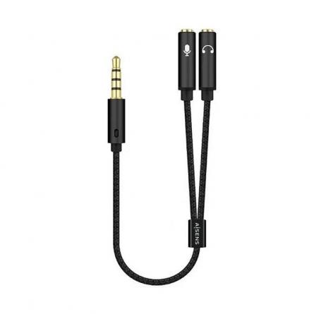 Adaptador Aisens A128-0416/ Jack 3.5 Macho - 2x Jack 3.5 Hembra/ 25cm/ Negro - Imagen 1