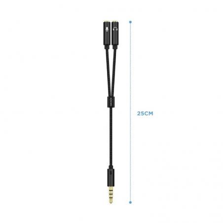 Adaptador Aisens A128-0416/ Jack 3.5 Macho - 2x Jack 3.5 Hembra/ 25cm/ Negro - Imagen 2