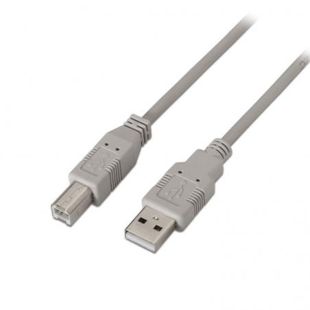 Cable USB 2.0 Impresora Aisens A101-0004/ USB Macho - USB Macho/ 4.5m/ Beige - Imagen 1