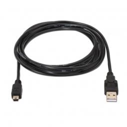 Cable USB 2.0 Aisens A101-0026/ USB Macho - USB Mini Macho/ 3m/ Negro - Imagen 1