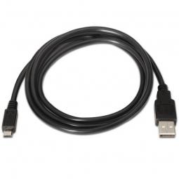 Cable USB 2.0 Aisens A101-0029/ USB Macho - MicroUSB Macho/ 3m/ Negro - Imagen 1