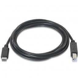 Cable USB 2.0 Impresora Aisens A107-0053/ USB Tipo-C Macho - USB Macho/ 1m/ Negro - Imagen 1