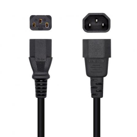 Cable Alimentación Aisens A132-0466/ C13 Hembra - C14 Macho/ 3m/ Negro - Imagen 1