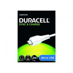 Cable USB 2.0 Duracell USB5023W/ USB Macho - MicroUSB Macho/ 2m/ Blanco - Imagen 1